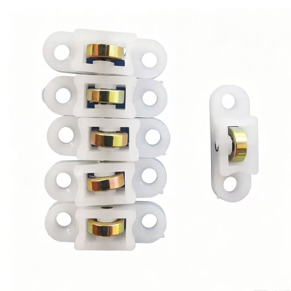 Nylon Flat Bracket Roller with Brass Wheel for Window Sash