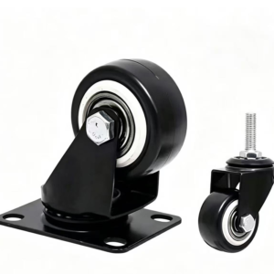 model-ca-602-swivel-caster-flat-plate-and-threaded-stem-black-pu Model CA-602 Swivel Caster, Flat Plate and Threaded Stem, Black PU - Jingmei Hardware