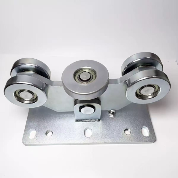 Zinc Plated Steel Grooved Track Hanging Roller with Triangle Bracket - Jingmei Hardware